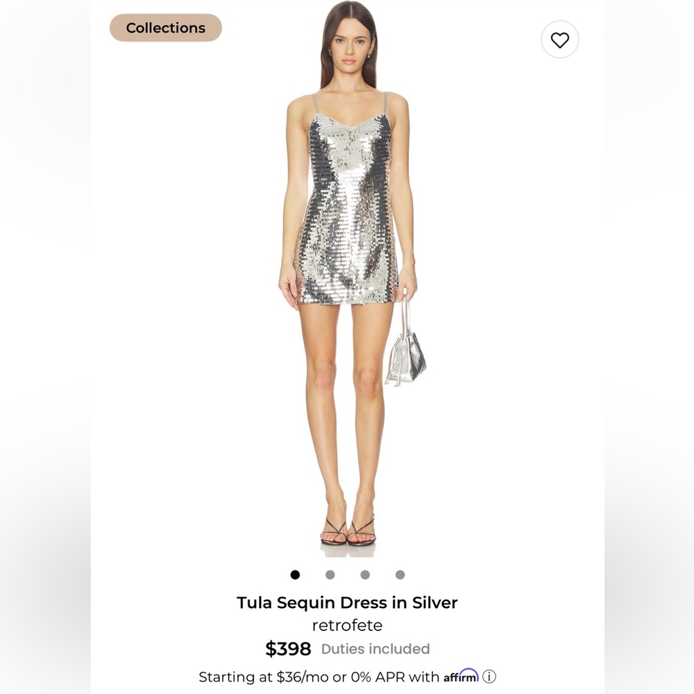 Retrofete Silver Sequin Mini Dress